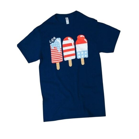 USA Popsicle Graphic Tee - Women's Patriotic Shirt Medium - Picture 1 of 2